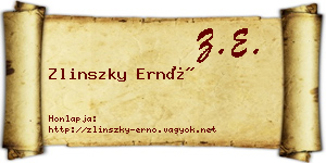 Zlinszky Ernő névjegykártya